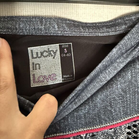 LUCKY IN LOVE  12" Skort Skirt Small With Shorts Black Gray Perforated Athletic - Picture 5 of 9